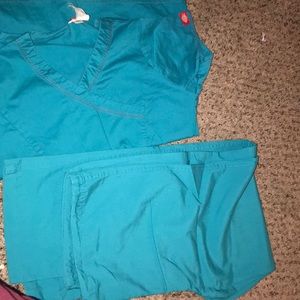 Blue scrubs tops xSmall Pants small